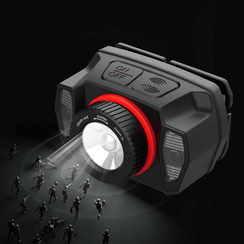 XPG+LED Strong Headlamp LED Head Light Built-In Battery Usb Charging New Wave Sensing Zoom Strong He