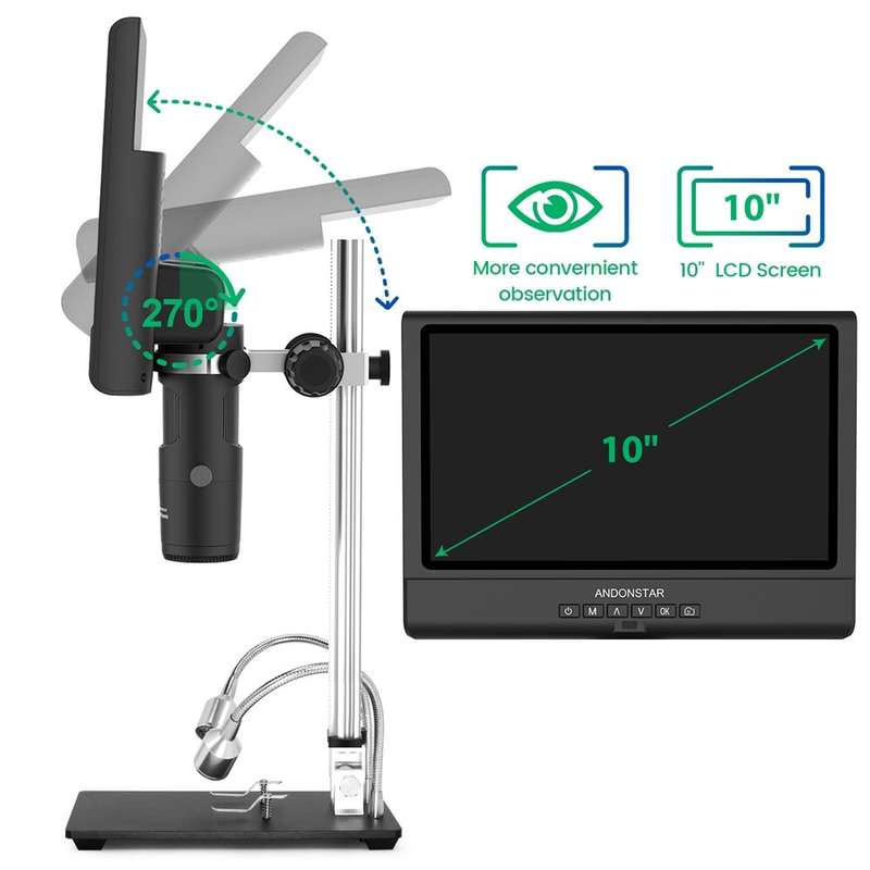 Andonstar AD209 10" Digital Microscope 3X-200X Magnification 1080P adjustable LCD display for solder