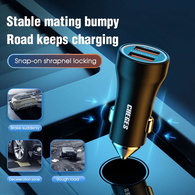 CGS-01 12-24V Dual USB Car Charger 100W+22.5W for Mobil Tablet Charging Compatible with for Huawei f