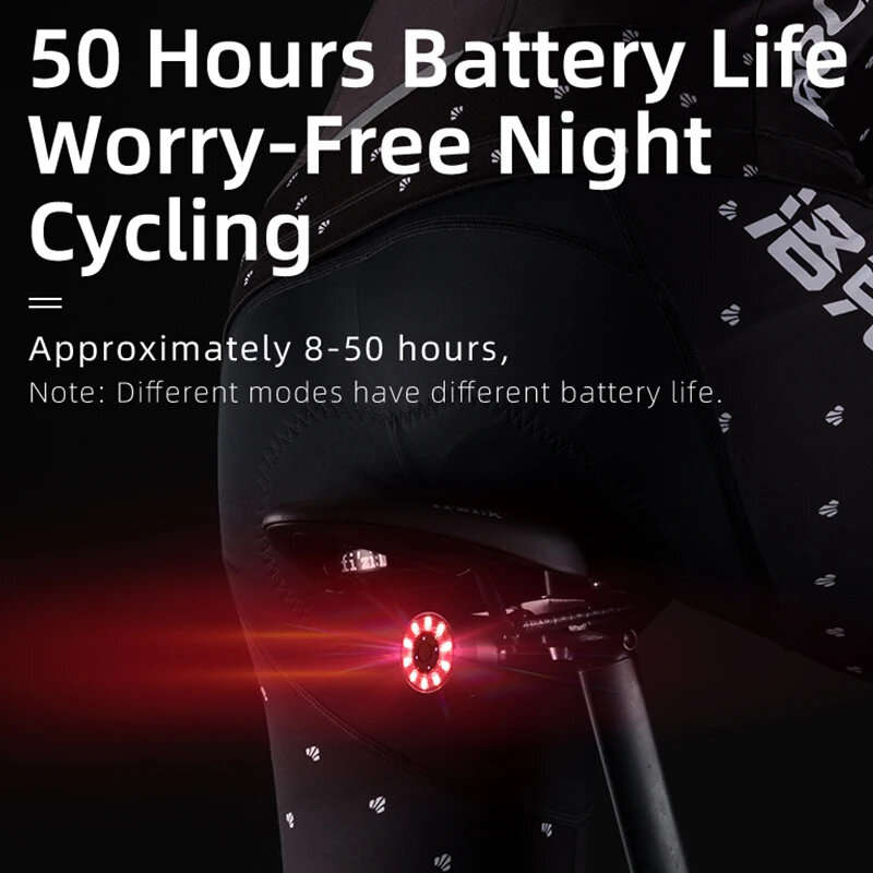 ROCKBROS Q1 Bike Taillight 300mAh Battery 5 Lighting Modes IPX5 Waterproof Type-C Rechargeable Color