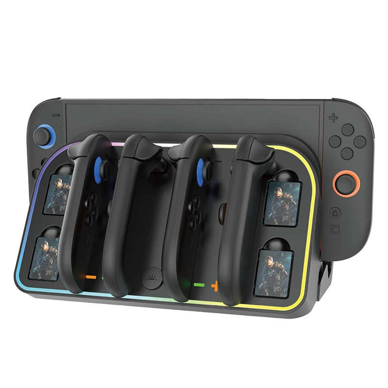 IPLAY HBS-2807 Wall-Mounted Charging Dock for NS2 Controller Gamepad Charger RGB Lighting Game Card