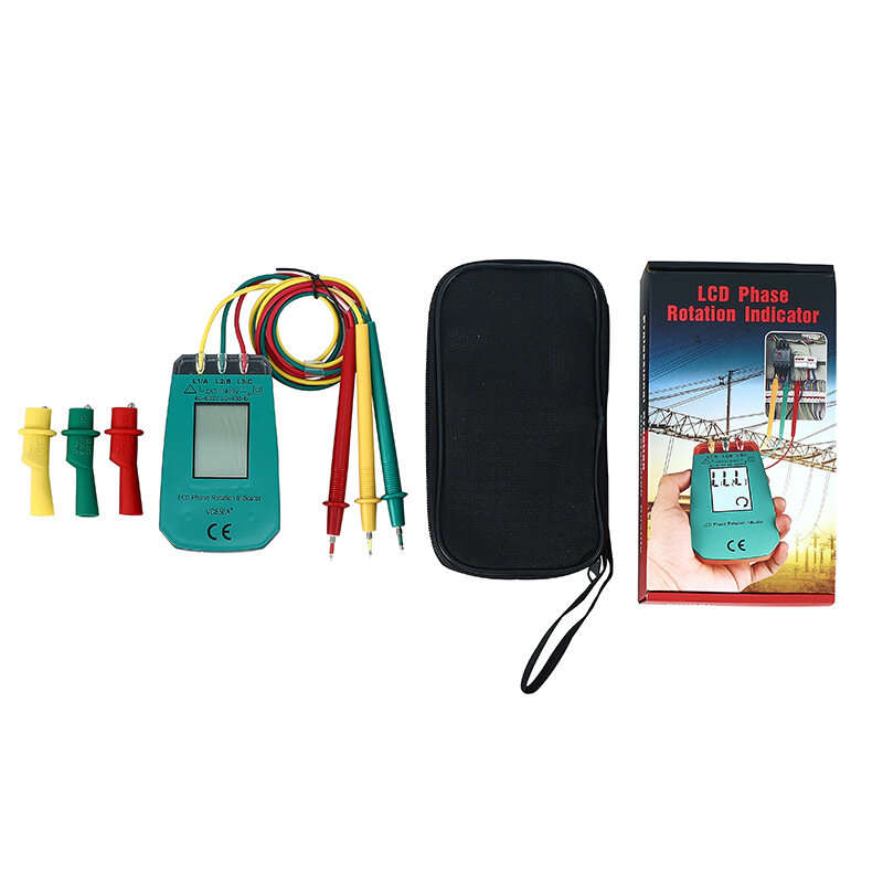 3 Phase Tester Digital Phase Indicator Detector LED Phase Sequences Meter Voltage Tester 40V~600V AC