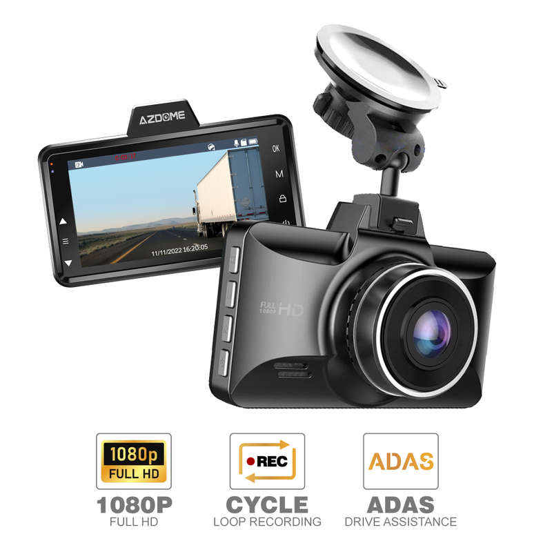 Azdome M01 PRO Dual Lens Dash Cam 1080P HD Wide-Angle Front and Rear Camera with Gravity Sensor Park