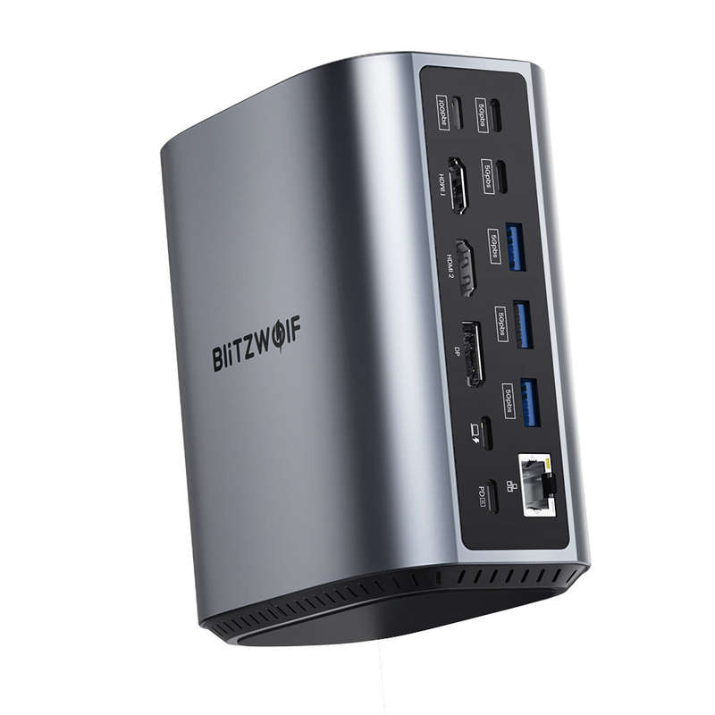BlitzWolf BW-TH15 17-in-1 USB C Docking Station with DP Dual HDMI 4K/60HZ Triple Display USB3.0 USB3