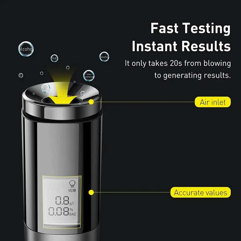 Baseus Portable Non-contact Alcohol Tester With LED Screen Display Breathalyzer Rechargeable Automat