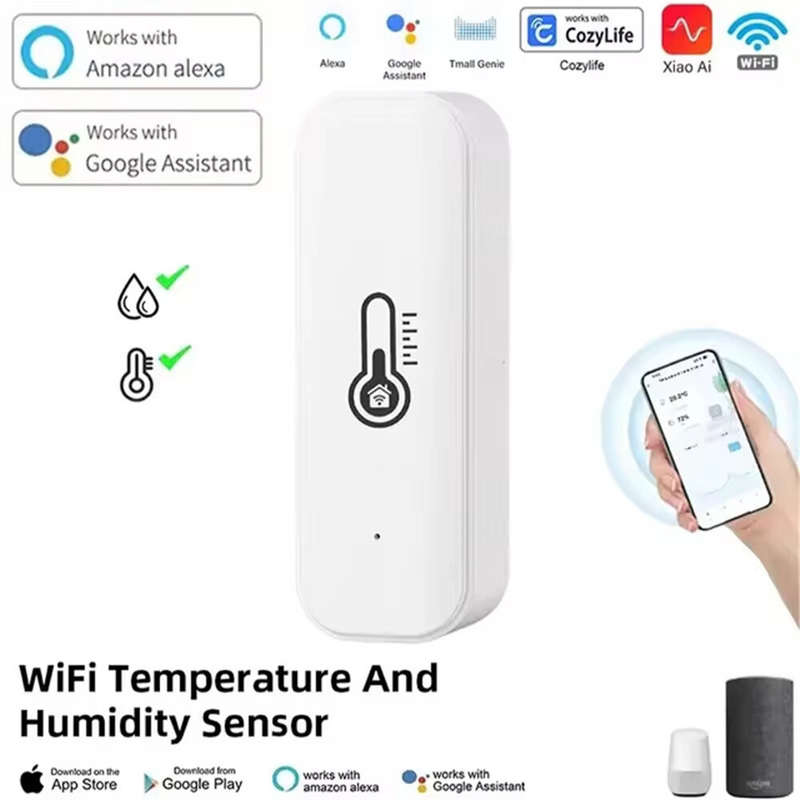 WiFi Temperature Humidity Tester Smart Home Integration Alexa Google Assistant Mobile App Control -1