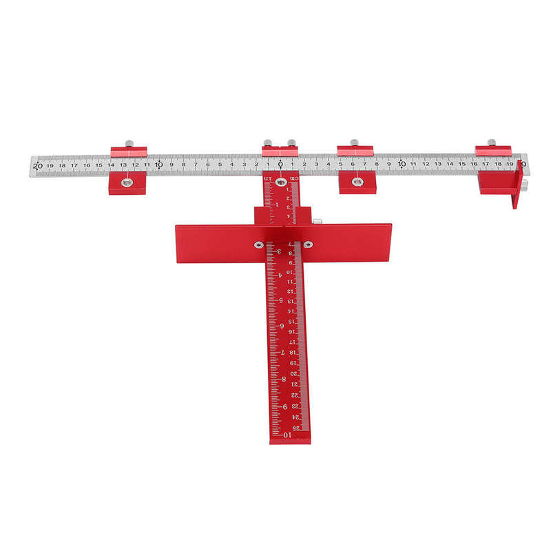 ENJOYWOOD Red Aluminum Alloy Metric/Inch Cabinet Hardware Jig 5mm Drill Guide Cabinet Handle Templat