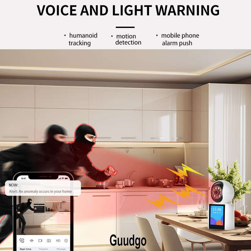Guudgo 3MP 2.8 Inch IPS Screen Video Calling Camera Wireless PTZ IP Dome Camera Night Vision Humanoi