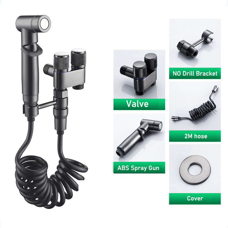 High Pressure Dual Control Valve Hygienic Shower Toilet Bidet Spray Gun Set Dual Outlet Mini Angle V
