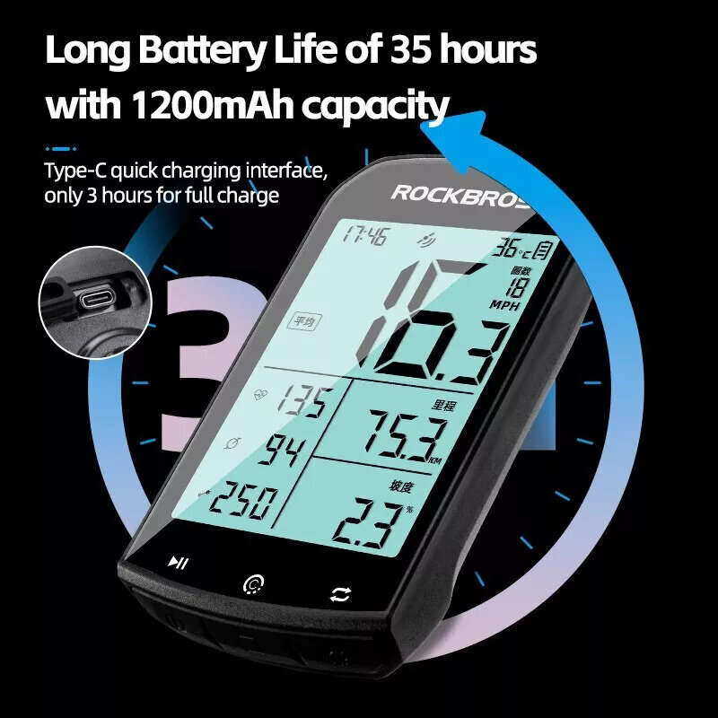 ROCKBROS M1 GPS Bicycle Computer 5.0 ANT Bluetooth Waterproof Wireless Bike Speedometer Bicycle Odom