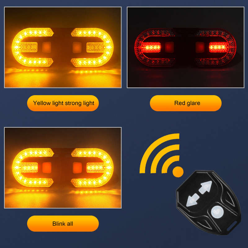 Bicycle Turn Signal Light Wireless Remote Control Bike Taillight USB Rechargeable Bicycle Front Rear