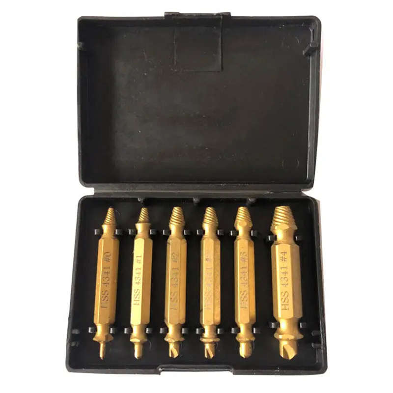 6PCS Damaged Screw Extractor Set Easy Out Bolt Extractor Set Double Head Screw Remover Tools Broken