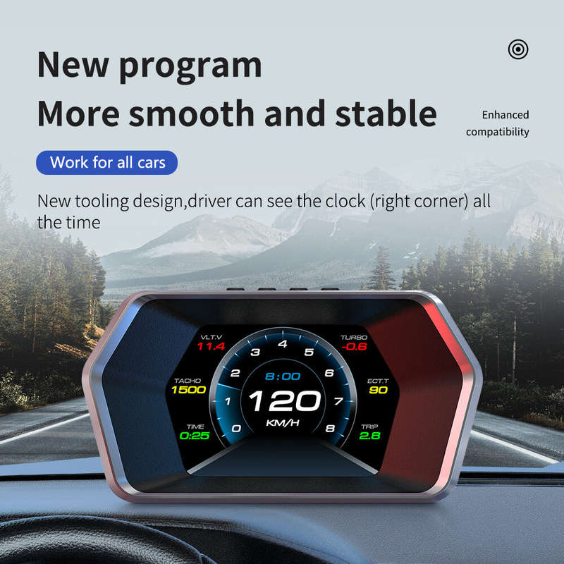 Car HUD Gauge Head Up Display OBD2 GPS Dual System On-board Computer Car Digital Speedometer Alarm