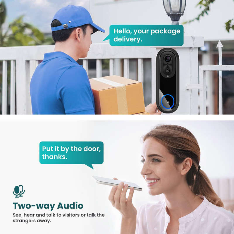 W5 2.4G/5G Tuya WiFi Video Doorbell HD 1080P Camera Wireless Smart Intercom Camera Night Vision Two-