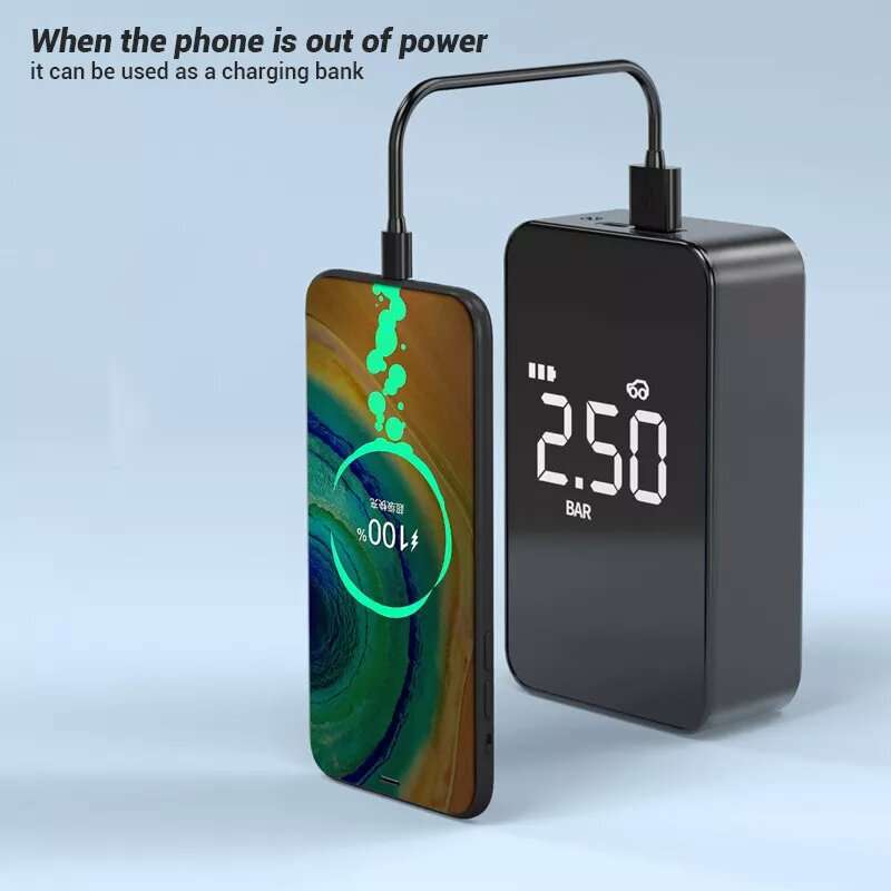 12V 140PSI 6000mAh Wireless Mini Car Tyre Electric Portable Air Pump Digital Tire Inflator Pressure