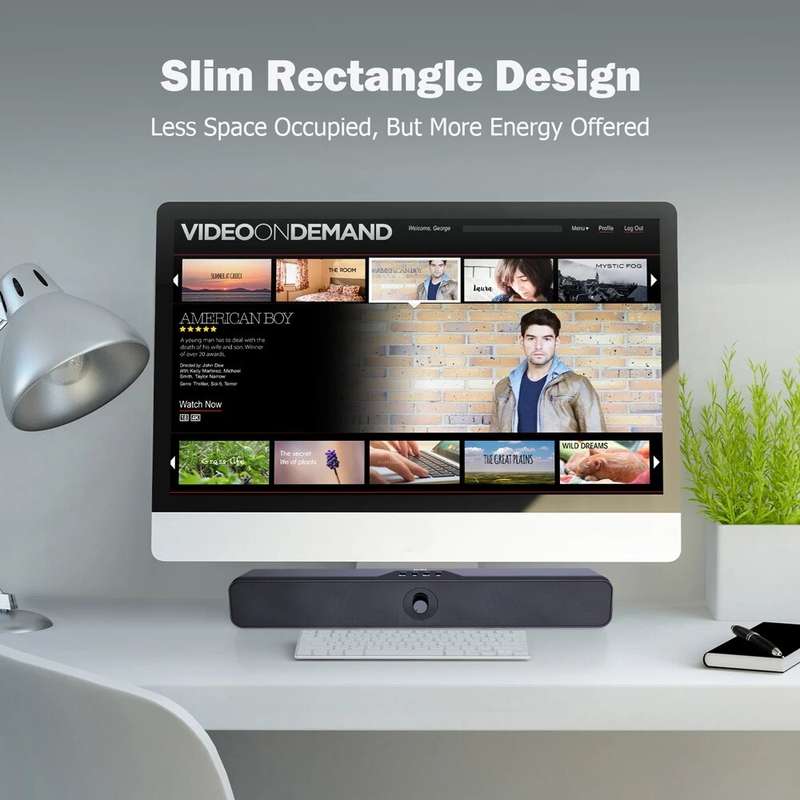 DOSS 1388 Mini Sound Bar Wireless bluetooth 5.0 Computer Speaker Subwoofer Stereo 8W x2 Soundbar Pow
