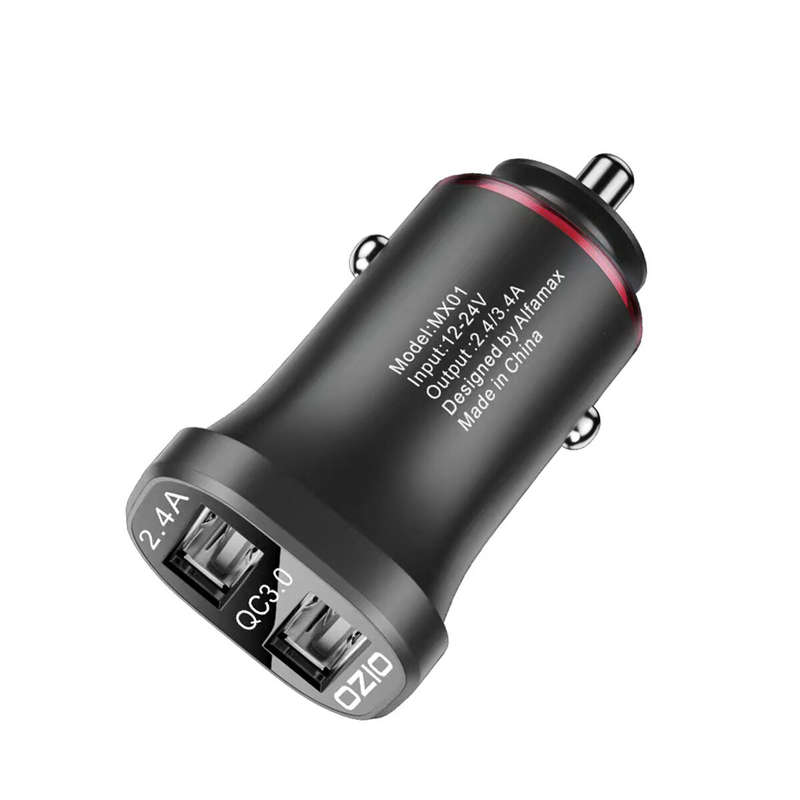 29W Car Charger 2.4A + QC3.0 Fast Charging Dual USB Port 5.8A Current For 12V 24V Car Truck