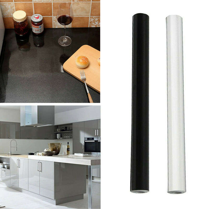 DIY Decorative Film Gloss Wall Stickers Kitchen Cabinet Cupboard Wardrobe Covering Self-adhesive Wal