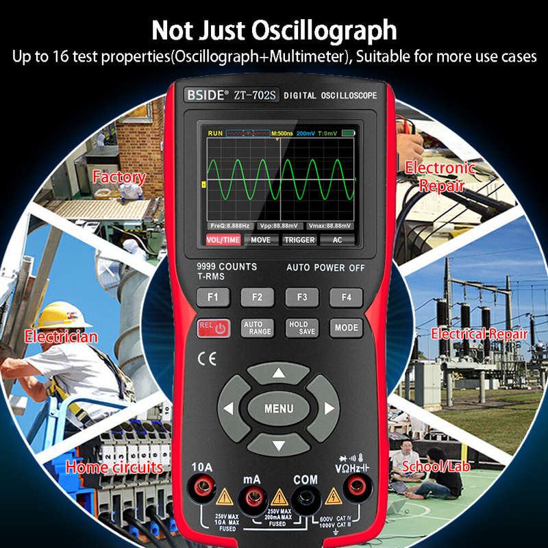 BSIDE ZT702S Digital Multimeter Auto True RMS Tranistor Probe Multimetro Meter 48M/S 10MHZ PC Wavefo