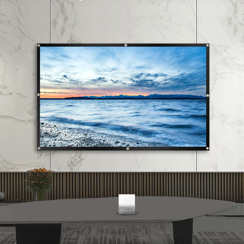16: 9 Projector Screen Home Projection Screen Cloth Outdoor Portable Folding Simple Soft Curtain wit