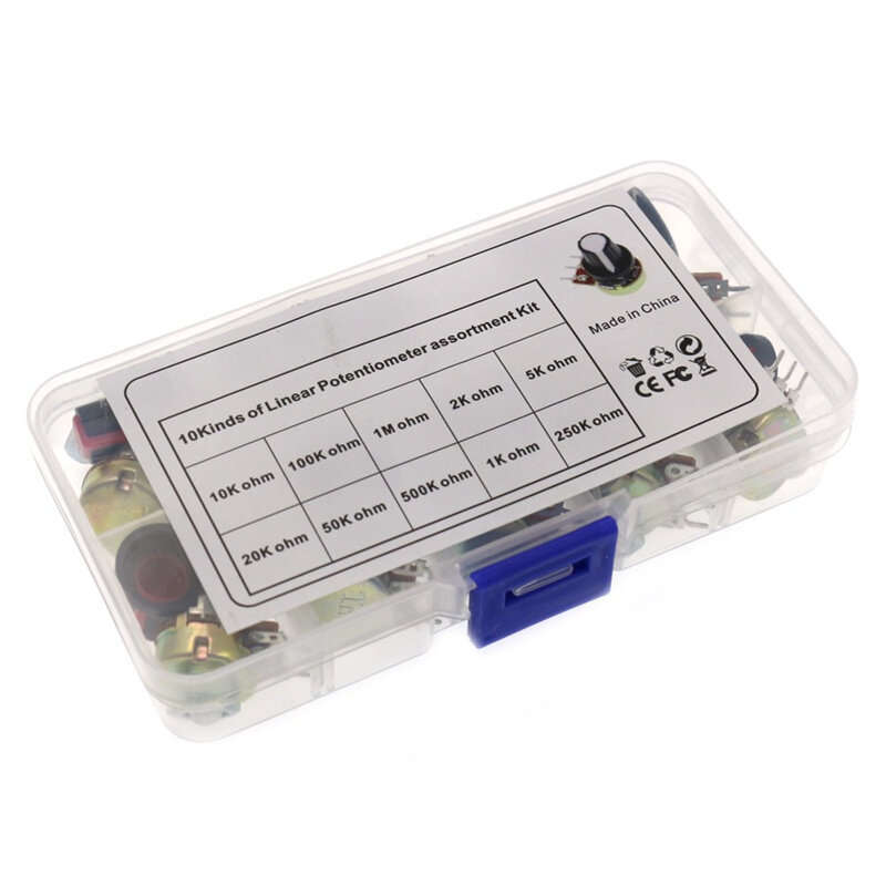 10 Values WH148 Potentiometer Kit B1K 2K 5K 10K 20K 50K 100K 250K 500K 1M 15mm Linear Taper Rotary P