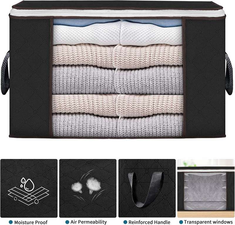 90L Large Capacity Waterproof Clothes Storage Bags Dustproof Quilt Blanket Storage Bags w/ Zipper