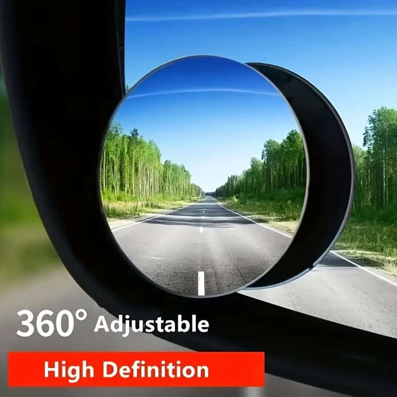 2PCS Car Blind Spot Mirror 360 Adjustable HD Glass Wide Angle Rearview Frameless Round Frame Convex