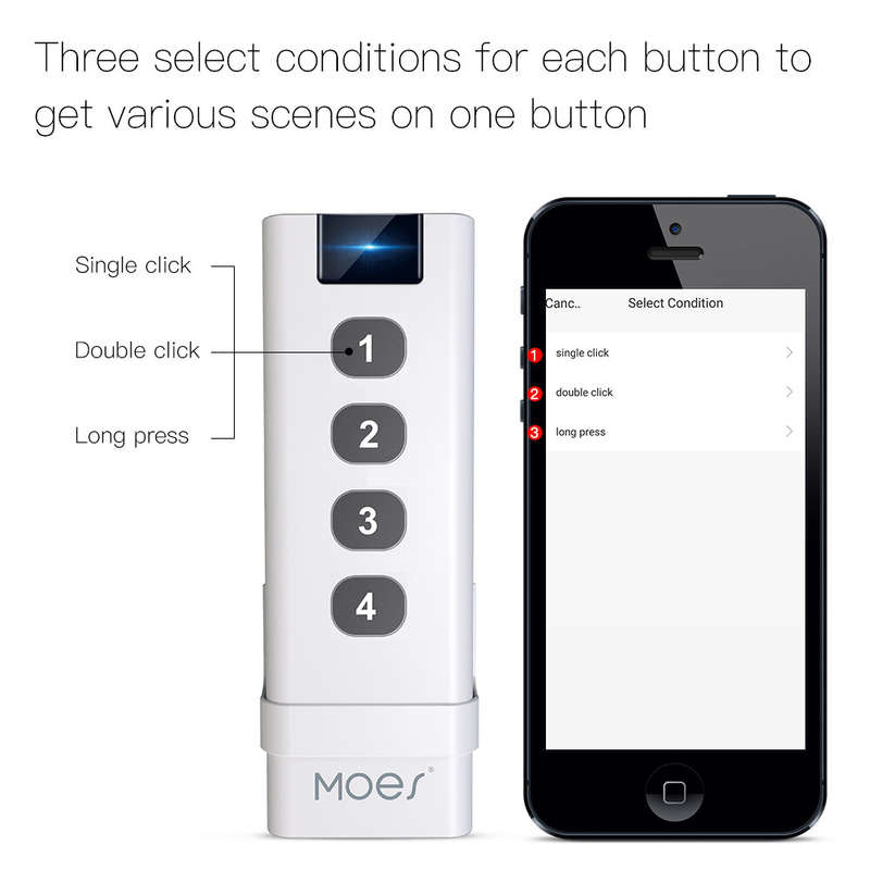 Moes Tuya Smart Zigbe Scene Switch 4 Gang 12 Scenes Remote Tuya Zigbe Hub Required No Control Device