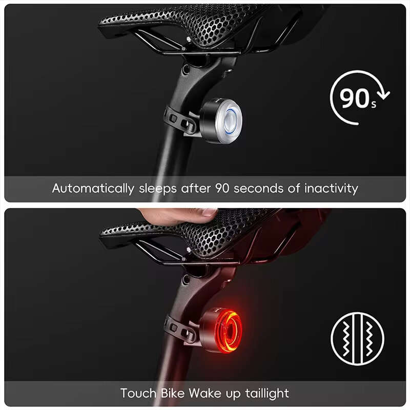 WEST BIKING Smart Brake Sensing Bike Taillight 400mAh Battery 8 Lighting Modes Waterproof Type-C Rec