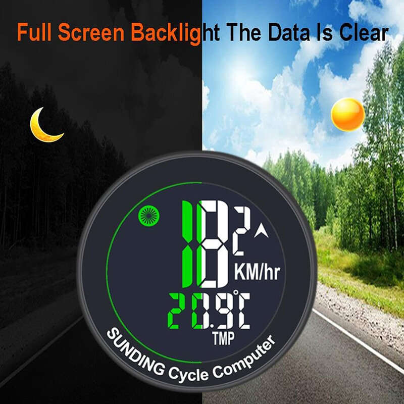 SunDing Wireless Bicycle Computer 16 Functions Waterproof Automatic Backlight Sensor Bike Speedomete