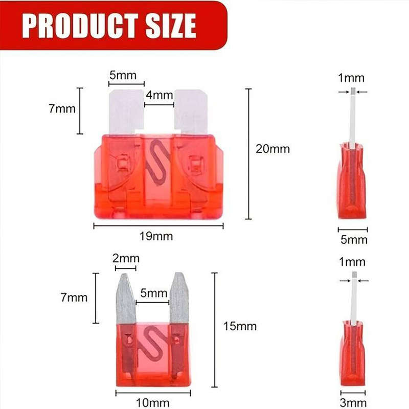 300pcs 5/7/10/15/20/25/30A Fuse Car Blade Fuse Assortment Assorted Kit Mini Small Size Blade Set Aut