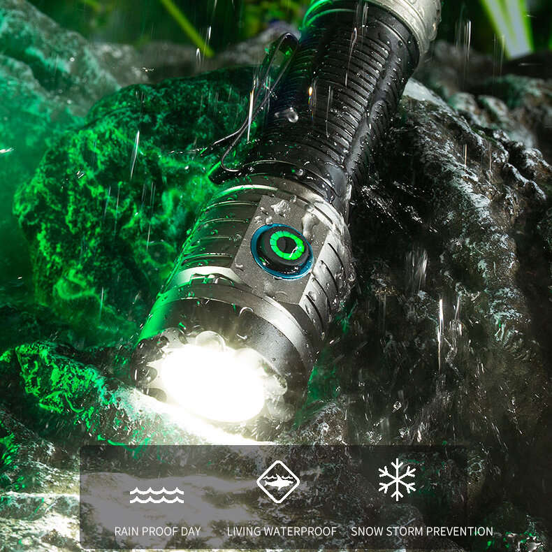 3* XHP360 LED 1500LM Flashlight 18650 Powerful Torch Type-C Fast Charging Lamp High Power LED Flashl