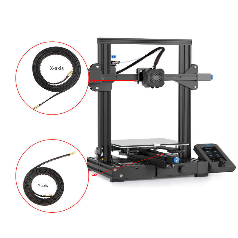 Ender-3 v2 Gates 2GT-6mm X-axis + Y-axis Belt Rubber Cotter Open Gear Timing Belt for 3D Printer Acc