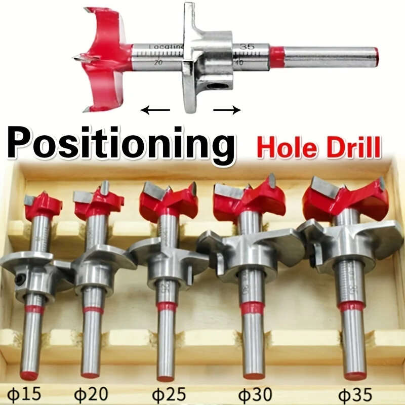 5PCS 15-35mm Woodworking Hole Opener Set Hard Alloy Flat Wing Drill Adjustable Hinge Hole Expander w