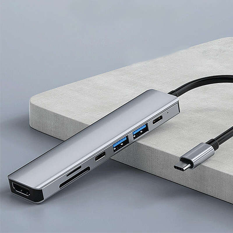 Basix 7-in-1 Type-C Docking Station USB-C Hub Splitter Adaptor with USB3.0*2 USB-C Data PD87W USB-C