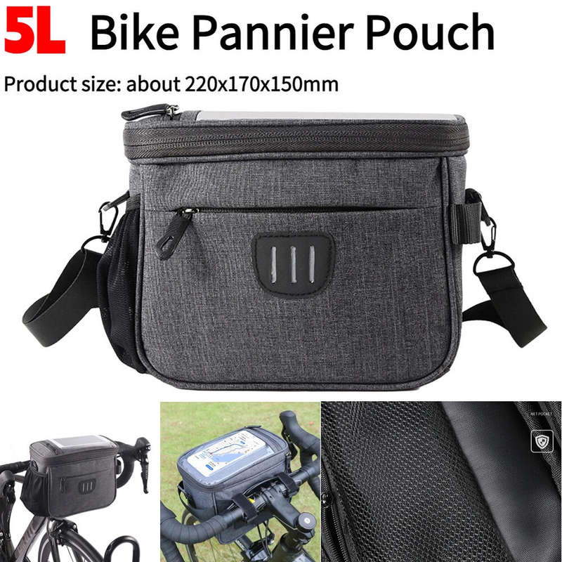 5L Bicycle Handlebar Bag Large Capacity Waterproof Phone Case Holder 6.7 Inches Touchscreen Cycling
