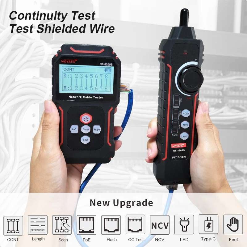 New NF-8209S LCD Network Cable Tester Wire Tracker PoECurrent Length cabl RJ45 Cable Tracker multifu