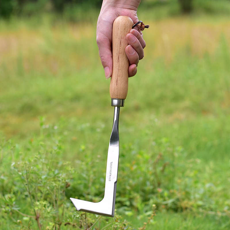 Crack Weeder Crevice Weeding Tool Stainless Steel L-Shaped Blade Beech Handle Garden Maintenance Law