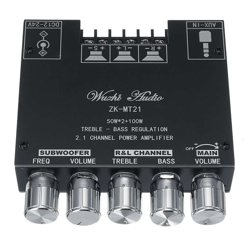 ZK-MT21 bluetooth 5.0 Subwoofer Amplifier Board 50WX2+100W 2.1 Channel Power Audio Stereo Amplifier