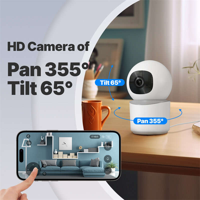 MoesHouse Tuya WiFi Indoor PTZ Security Camera 3MP HD Infrared Night Vision Motion Tracking Two-way