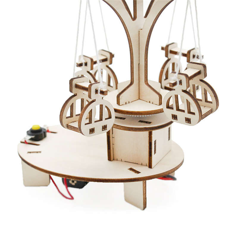 Wooden Rotating Flying Chair Model Assembly Kit DIY Children's Science Experiment Education Toy Stud