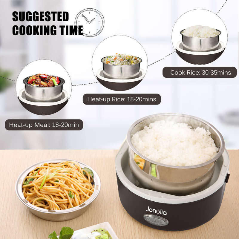 Janolia 1.3L 200W Portable Electric Lunch Box Food Warmer with Removable Stainless Steel Container E