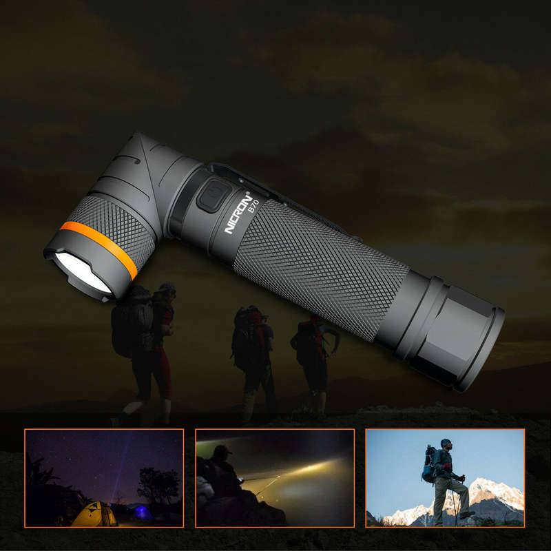 Nicron B70 1200LM 90 Degree Rechargeable LED Flashlight Black Headlamp Magnet Clip Handfree Ultra Br