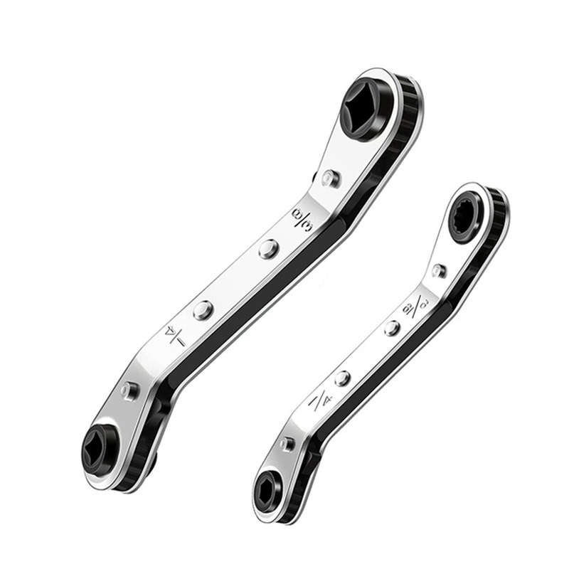 Hvac Service Wrench Tool 3/16" to 3/8" 5/16" x 1/4"Air Conditioner Valve Ratchet Wrench with 2 Hexag