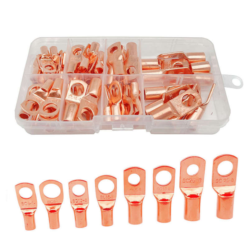 60PCS/box AWG American Standard Copper Nose SC6-25 Series Round Cold-pressed Terminal Connector Copp