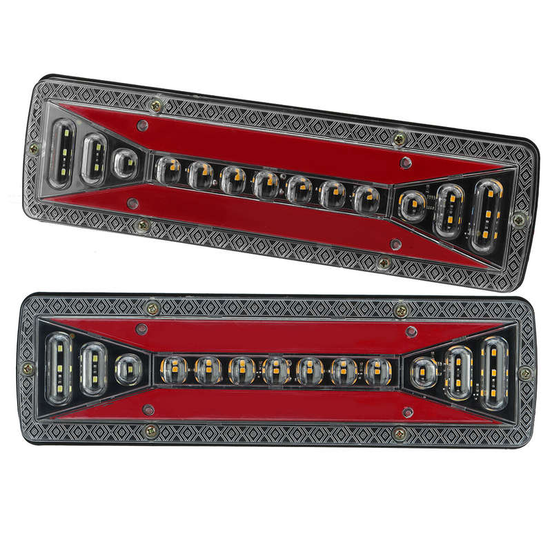 2pcs 12V 37LED Flowing Rear Tail Light Turn Signal Brake Reverse Lamp For Trailer Truck Lorry