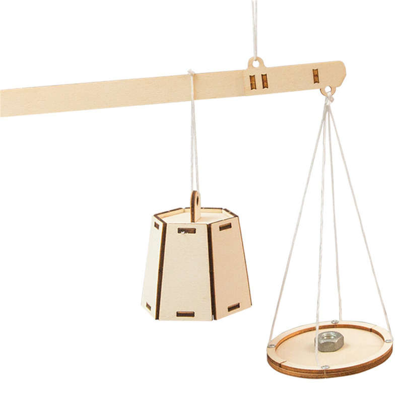 Wooden Weighing Beam Scale Model Assembly Kit DIY Children's Science Experiment Education Puzzle Toy