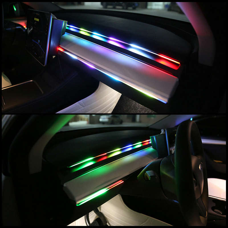 2 In 1 Symphony Car LED Phantom Atmosphere Light 110cm+35cm USB Plug With APP Control Ambient Interi