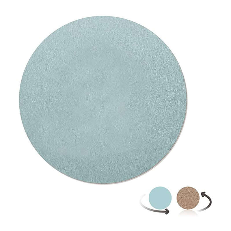 AtailorBird Round Mouse Pad PU Leather Natural Cork Protective Desk Mat Waterproof Non-Slip Double-s
