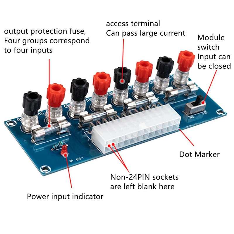 5Pcs XH-M229 Desktop PC Chassis Power ATX Transfer to Adapter Board Power Supply Circuit Outlet Modu